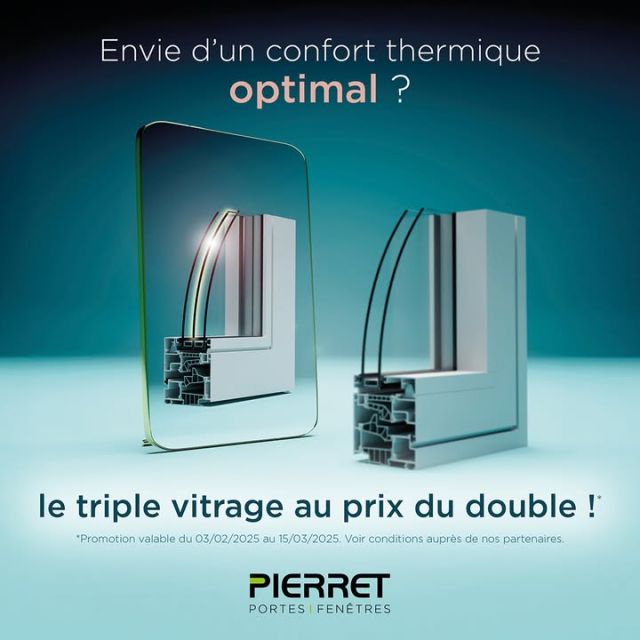 🔥 Offre exceptionnelle : Le triple vitrage au prix du double ! 🔥

Jusqu'au 15 mars 2025, profitez d'une isolation thermique et acoustique inégalée grâce à notre triple vitrage, sans dépenser un centime de plus qu’un double vitrage. 💡

👉 Pourquoi choisir le triple vitrage ?
🌡️ Isolation thermique renforcée : Conservez la chaleur en hiver et la fraîcheur en été.
🤫 Confort acoustique : Réduction optimale des nuisances sonores extérieures.
💸 Économies d'énergie : Réduisez vos factures tout en augmentant votre confort.
🌍 Écologique : Une solution durable pour une maison plus respectueuse de l’environnement.

Ne manquez pas cette opportunité unique d’améliorer votre habitat tout en maîtrisant votre budget ! 🕒 Dépêchez-vous, l’offre est valable jusqu’au 15 mars 2025 seulement !

📞 Contactez-nous dès aujourd’hui pour un devis gratuit et personnalisé. Votre confort mérite ce qu’il y a de mieux ! ✨

#HomsoConfort #menuiserie #fermeture #surmesure #renovation #construction #travaux #franconville #valdoise #iledefrance #offre #triplevitrage #promotion
