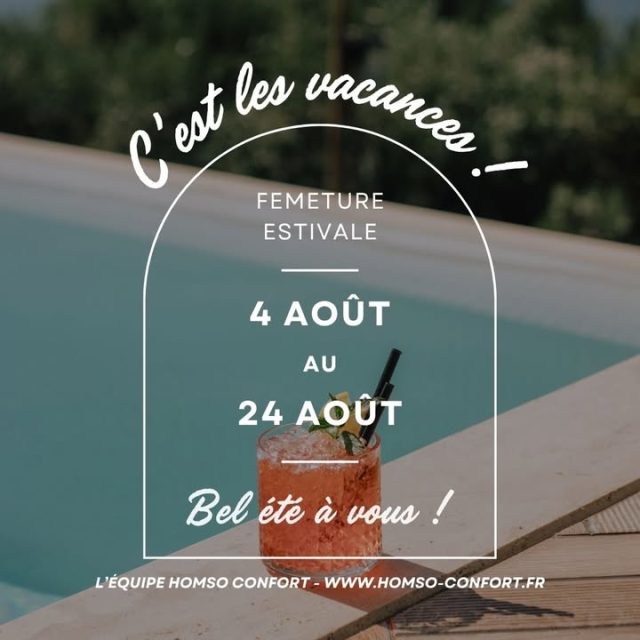 🌴✨ L’équipe Homso Confort part en vacances !
Nous serons fermés du 4 août au 24 août inclus.
Retrouvez-nous reposés et plein d’énergie à partir du 25 août !
Bel été à tous et merci pour votre fidélité ☀️🌞

#Vacances #Repos #HomsoConfort #Franconville #IleDeFrance #ValDoise #Menuiseries #Fermeture