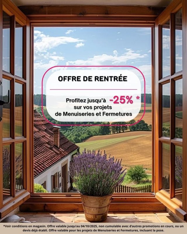 🪟✨ OFFRE DE RENTRÉE CHEZ HOMSO CONFORT ! ✨🏡

Offrez à votre intérieur un nouvel éclat grâce à des menuiseries et fermetures sur mesure, tout en réalisant jusqu’à 25% d’économies ! ✨🪟💸 Bénéficiez d’un confort, d’une sécurité et d’un style améliorés avec nos fenêtres, portes, volets et portails modernes, pour une maison plus agréable et performante ! 🌞🚪🪟🌱

👉 Contactez nous ou passez en magasin avant le 04/10/2025 pour profiter de l’offre !
⚠️ Offre non cumulable avec d’autres promotions en cours.

#HomsoConfort #OffreRentrée #Menuiserie #Fenetre #Maison #Promo #Confort #Sécurité #Renovation #Volet #Porte #BienChezSoi #ExpérienceClient #IleDeFrance #ValOise #Franconville