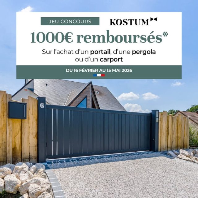 🎉 🎁 Opération Kostum : 1 000 € remboursés ! 🎁

Du 16 février au 15 mai 2026, tentez votre chance avec Homso Confort et Kostum ! 😍
Pour tout achat d’un portail, d’une clôture, d’une pergola ou d’un carport Kostum, et sur simple signature d’un bon de commande durant la période de l’offre, vous pouvez participez au tirage au sort Kostum 🎲

🎉 5 heureux gagnants seront tirés au sort  par Kostum et remporteront 1 000 € remboursés 💶 !
C’est le moment idéal pour concrétiser votre projet extérieur : portail aluminium design, clôture assortie, pergola sur mesure ou carport esthétique et durable 💪

📍 Venez découvrir tous nos modèles dans notre showroom de 250m² à Franconville (Val-d’Oise 95) et profitez de nos conseils personnalisés pour choisir la solution Kostum adaptée à votre maison 🏡

📞 Devis gratuit et participation automatique au tirage !
🔸 Homso Confort – Expert Kostum Portails, Clôtures, Pergolas & Carports à Franconville 

#HomsoConfort #Kostum #KostumFrance #PortailKostum #ClotureKostum #PergolaKostum #CarportKostum #OffreKostum #JeuConcours #1OOOeurosRemboursés #RemboursementKostum #TirageAuSort #MenuiserieExterieure #PortailAluminium #ClôtureDesign #PergolaBioclimatique #CarportDesign #AmenagementExterieur #ShowroomFranconville #ValdOise #95 #FabricationFrançaise #DevisGratuit