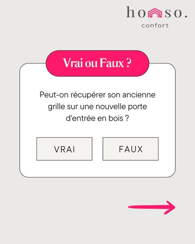 VRAI ou FAUX ? 🤔

Peut-on récupérer son ancienne grille sur une nouvelle porte d'entrée en bois ?
VRAI ! ✅

Chez Homso Confort avec Atulam, on récupère, rénove (décapage, peinture, thermolaquage) et réinstalle parfaitement votre grille sur la nouvelle porte bois sur mesure.
Avantages :
Économique et écologique
Esthétique préservée
15 ans garantie

Étude gratuite ? Contactez Homso Confort ! 📞

#Menuiserie #RenovationPorte #PorteEntree #GrilleSecurite #HomsoConfort #Atulam #BoisSurMesure #RénovationMaison #PorteBois